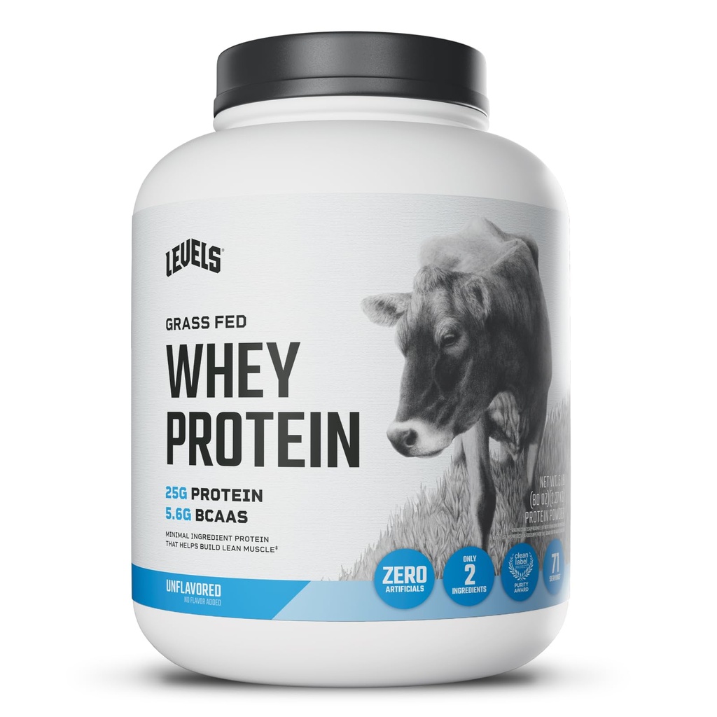 Livelli Grass Fed Whey Protein Polvere, nessun artificiale, 25G di proteine, non aromaed, 5LB