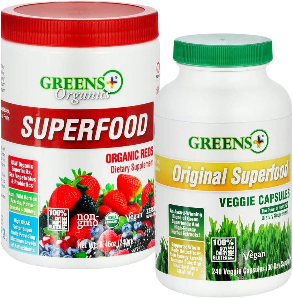 Greens+ Capsule Super Veggie Organic Reds Superfood in Polvere