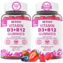 NEVISS 2Pack Vegan Vitamin D3 + Vitamina B12 Gummies, Alta potenza D3 5000IU & 1000 mcg Methylated B12, Vitamina D3 e B12 per adulti, Support Bone Salute, Immune & Energy Supplement, 120 Conte