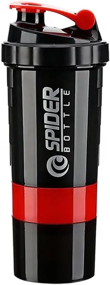 5 In 1 bottiglia di Shaker Protein - Bottiglia di Shaker di serie professionale per scuotere proteiche e bottiglia di palestra pre allenamento, con stoccaggio della polvere, vassoio di pedaggio, palla di miscelazione, Coppa di scaglie (rosso)