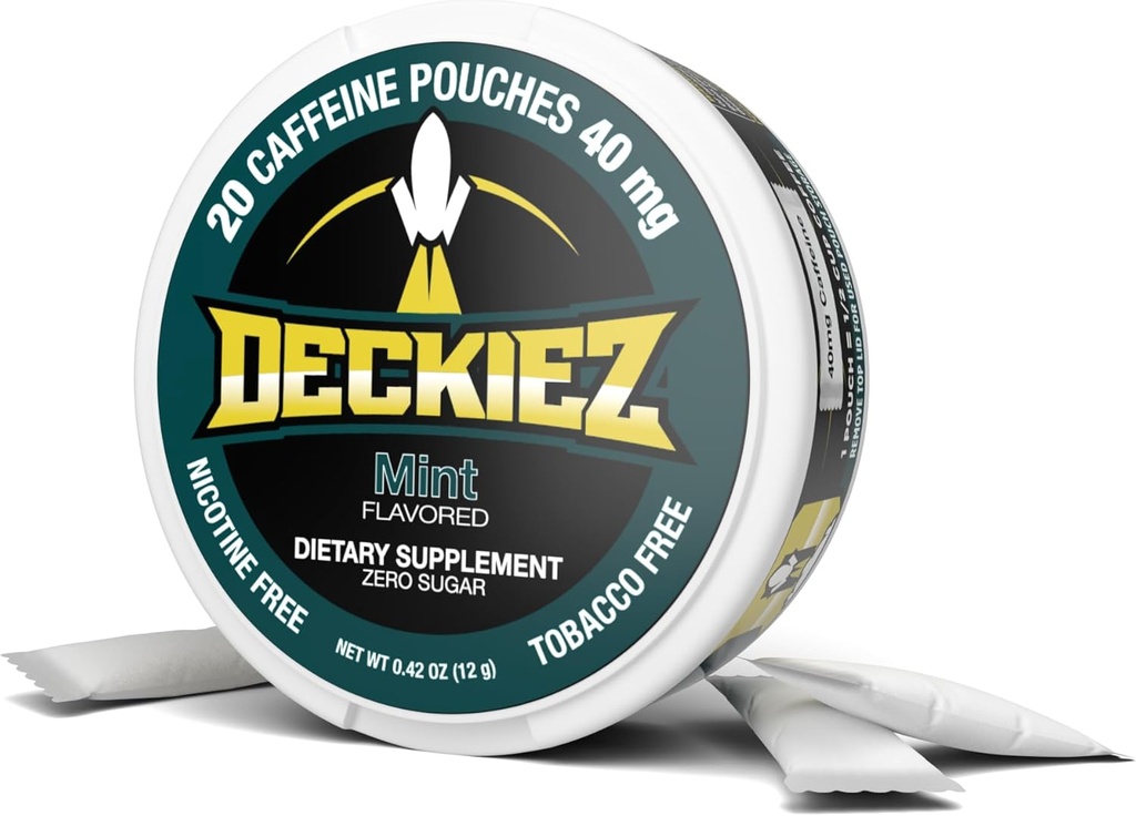 Deciez Energy Pouches, 5 Cans (100 Serve), Zucchero Free Caffeine Supplement, Caffè Pouches & Energy Drink Alternative, 50mg Caffeine Pouches, Mint Flavor