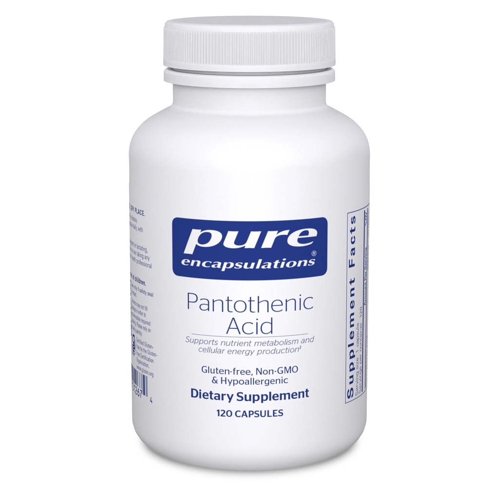 Pure Encapsulations acido pantotenico | Supplemento anallergico supporta la produzione di energia cellulare, la salute surrenale e cardiovascolare | 120 capsule