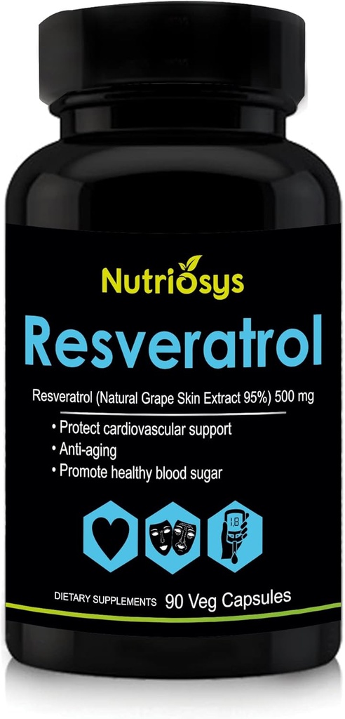 Resveratrolo 500mg Supplemento | Capsule Resveratrolo per il supporto antiossidante & salute cellulare | Integratore nutrizionale per gli uomini e le donne | 90 Veg Capsule per il benessere generale