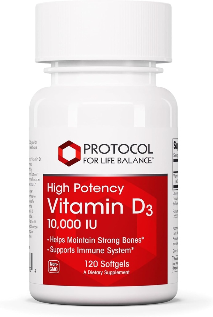 PROTOCOLLO PER LA VITA BALANCE Vitamina D3 10.000 UI - Sostegno Immune Salute Bones e denti - 120 Softgels