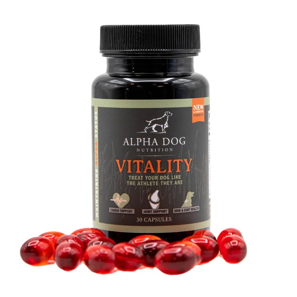 Krill Oil for Dogs - Vitality by Alpha Dog Nutrition – Riduce Allergie Dog, Itchiness, & Shedding – Promuove la pelle sana e il rivestimento