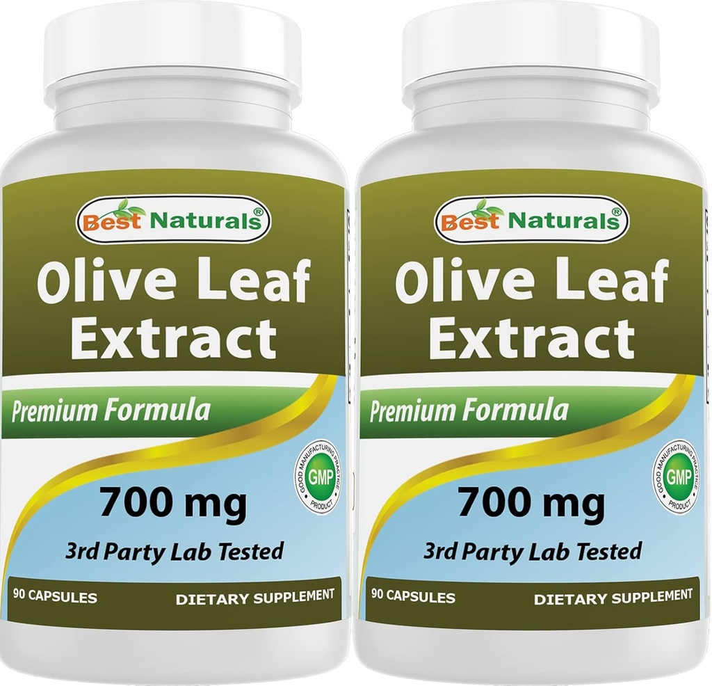 Best Naturals 2 Pack Estratto di foglie di oliva 700mg 90 capsule (Totale 180 capsule)