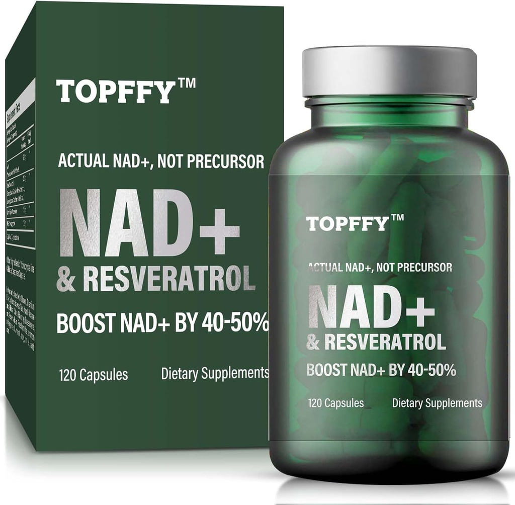 NAD+ Supplement, NAD+&Resveratrolo Supplemento per Max Absorption for Support Cellular Energy, Aging Defense, 120 Softgels
