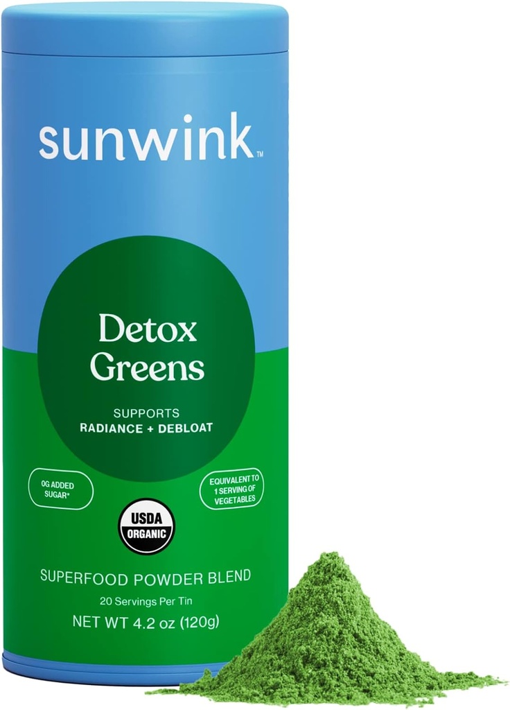 Sunwink Detox in polvere Greens - Polvere SuperFood di Greens Organic per Debloat - Polvere di Super Greens w/Celery, Dandelion, Spirulina - Polvere di Greens giornaliera per Detox Gentle - 4.2 oz (20 Servings)