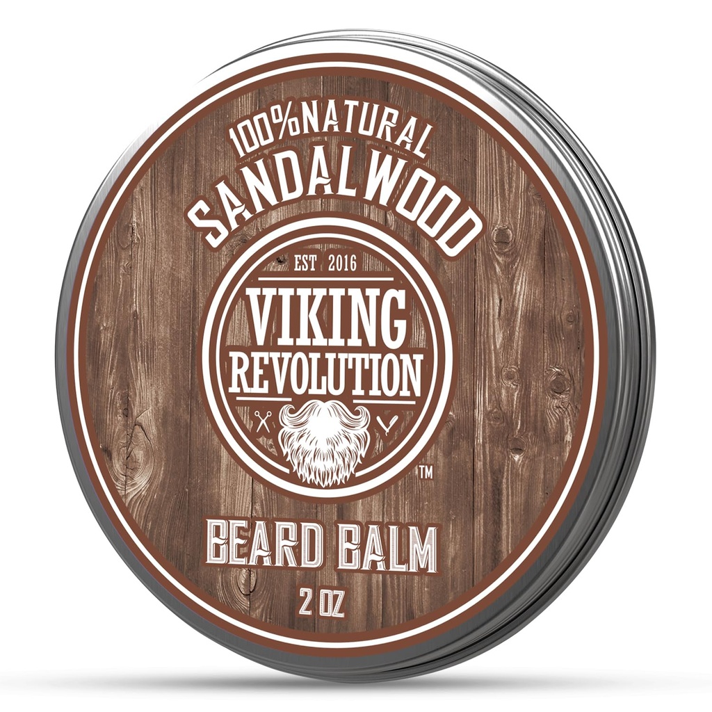 Bilancia del cuscinetto del sandalo della rivoluzione vichinga - Burro del cuscinetto con olio di Argan, Morbillo del cuscinetto per gli uomini con olio di Jojoba - Moisturizer del cuscinetto per gli uomini con cera d'api - Cuscinetto per gli uomini (2oz, 1 confezione)