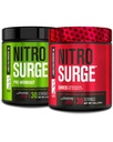 Jacked Factory Nitrosurge Pre-Workout in Black Cherry & Black Cherry Nitrosurge Shred Thermogenic Pre-allenamento per uomini e donne