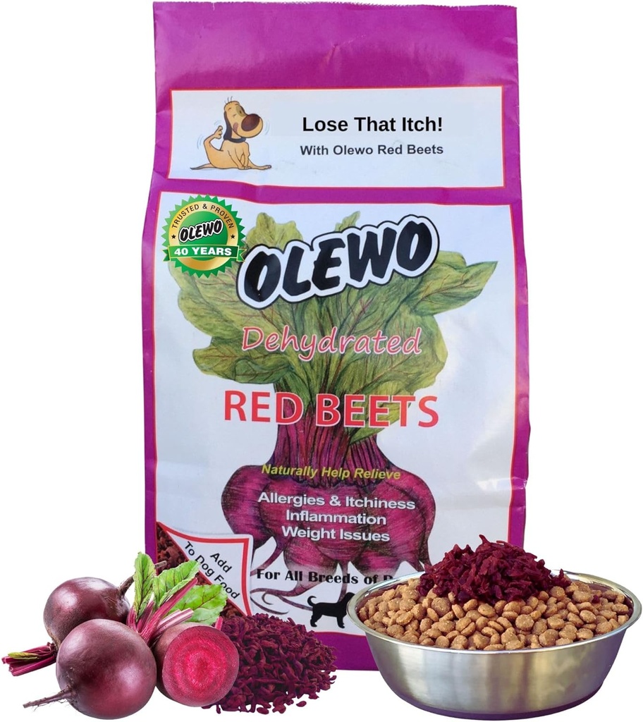 Olewo Original Red Beets for Dogs – Natural Dog Anti Itch, Dog Food Topper, Skin & Coat Support – Verdura disidratata per cani, Supplementi per cani e vitamine, Toppers per cani, Fibra per cani, 5.5 lbs