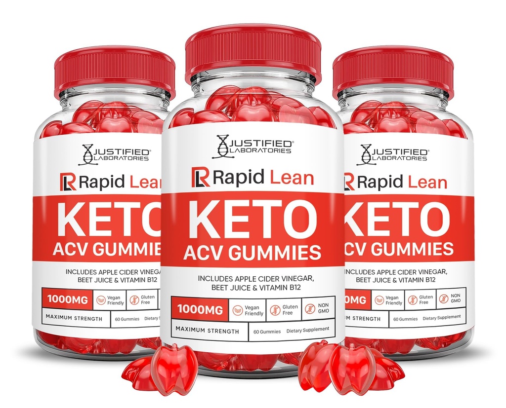 (3 Pack) Rapid Lean Keto ACV Gummies Advanced Formula 1000MG Rapid Lean Keto Gummies Aceto di sidro di mele Formulato con Polvere di succo di barbabietola di melograno B12 Vegan Non OGM 180 Gummys