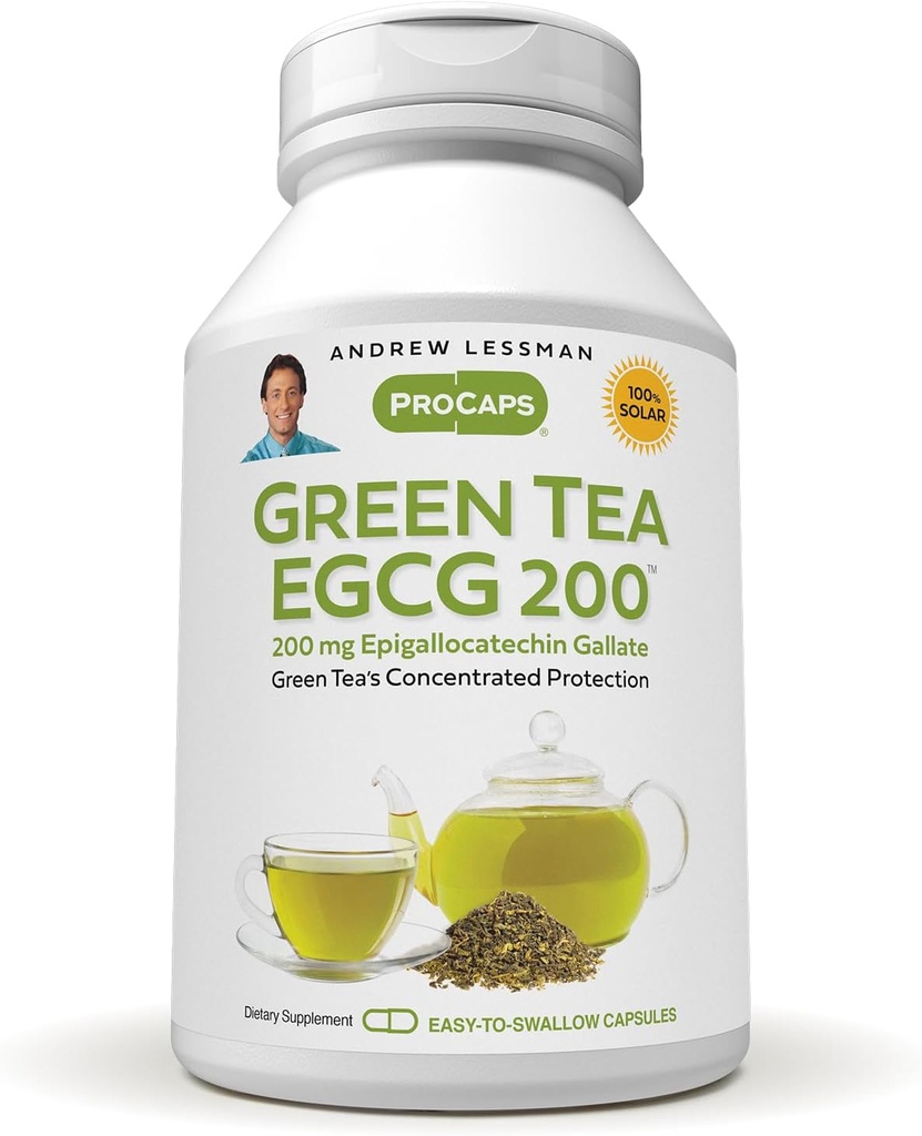 ANDREW LESSMAN Tè verde EGCG 200 mg - 360 capsule - 200 mg EGCG, potente supporto antiossidante per la funzione di fegato sano, Immune, cervello, cuore e sistemi circolatori. Nessun Additivo