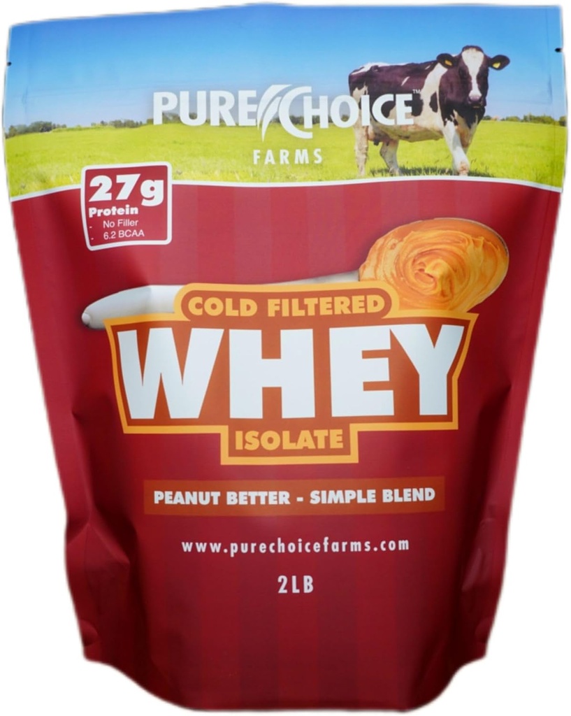 Polvere di proteine dell'isolato del burro di arachidi a scelta pura, proteine 28g e grassi bassi, migliori Whey filtrato a freddo e non denaturato, nessun filler o dolcificanti artificiali (Peanut Better, 2 lb)