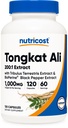 Nutricost Tongkat Ali 1.000mg 120 Capsule - con Tribulus Terrestris e BioPerine, Capsula Vegetariana, Non OGM, Gluten Free, Potente Estratto