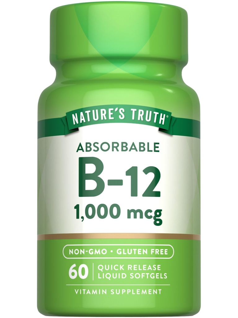 Vitamina di Verità della Natura B12 | 1000 mcg | 60 Softgels | Non OGM & Gluten