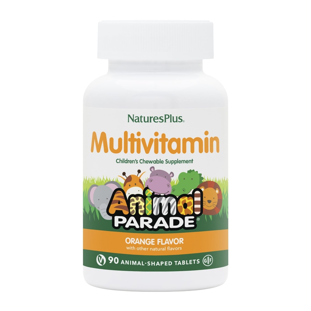 Natures Plus Animal Parade Children's Chewable Multivitamin - Arancione Flavor - 90 Tavole Animale-Shaped - Promuove la salute e il benessere - Vegetariano, Gluten Free - 45 Serve