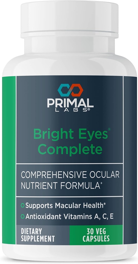 Salute Primale Occhi luminosi Completo - Salute Oculare e Maculare - Visione chiara - Lutein & Zeaxanthin Formula - Occhio sano - Allevia Strain occhio da luce blu - Integratore alimentare - 30 capsule