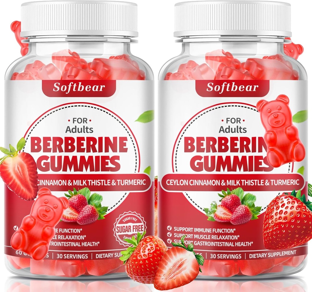 Berberina morbida con Ceylon Cinnamon Gummies Berberina organica HCL 1500mg per Metabolismo Salute Immune Integratori berberi senza zucchero Aroma 120 Conte