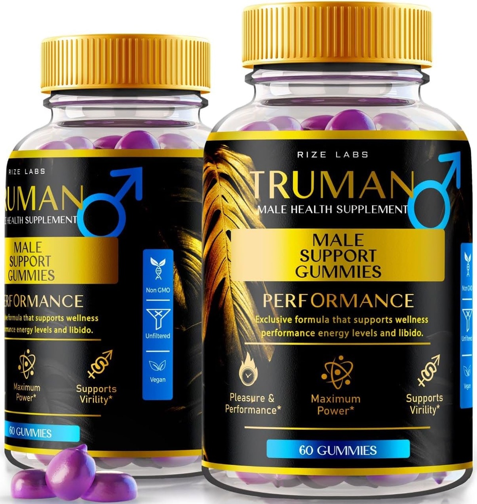 rize labs (2 Pack) Truman Gummies, Truman per gli uomini, Truman Performance Supplement Recensioni, Truman Gummy, TrumanMale Support, Tru Man All-Natural Supplement, Gomitas (120 Gummies)