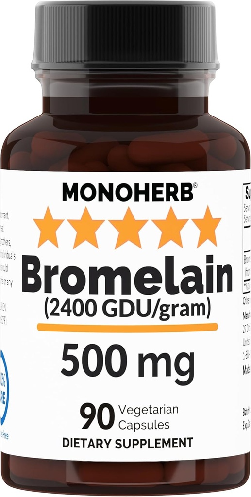 MONOHERB Bromelain 500 mg per capsula - 90 capsule di veg - 90 porzioni
