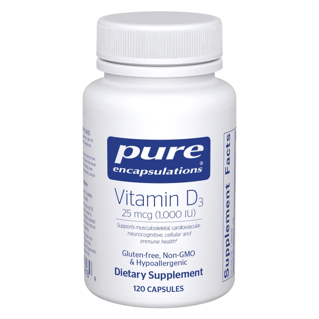 Vitamina D3 25 mcg (1.000 UI) - Supplemento al supporto Bone, Joint, Breast, Heart, Colon & Immune Health - con Vitamina D - 120 capsule