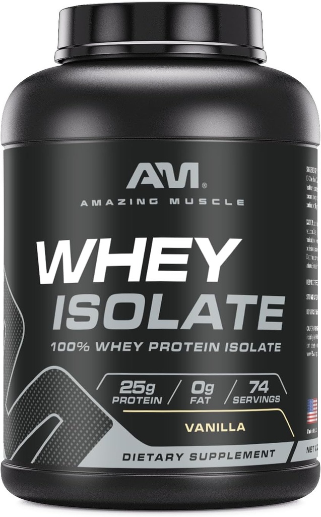 Incredibile polvere isolata di proteine del siero del muscolo | 25 grammi proteine per servire | 100% Whey Isolate | Zero Fat | Made in USA (5 Lb, Vanilla)