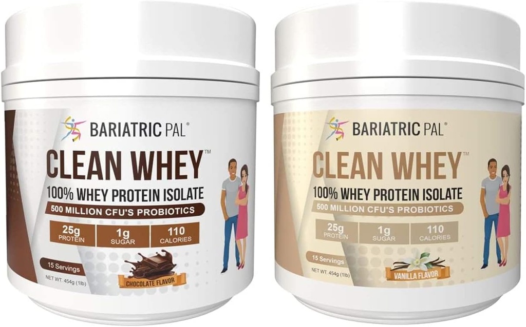 BariatricPal Clean Whey Protein (25g) con Probiotici - Chocolate & Vanilla Variety Pack