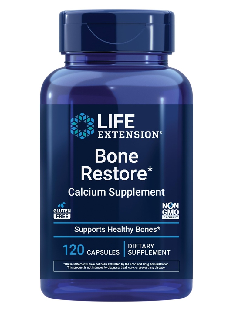 Integratore di calcio del ristore di vita, Vitamina D3, Magnesio, Borone, zinco, Manganese, Silicio, aiuta a mantenere la densità sana di ossa, senza glutine, non OGM, 120 capsule