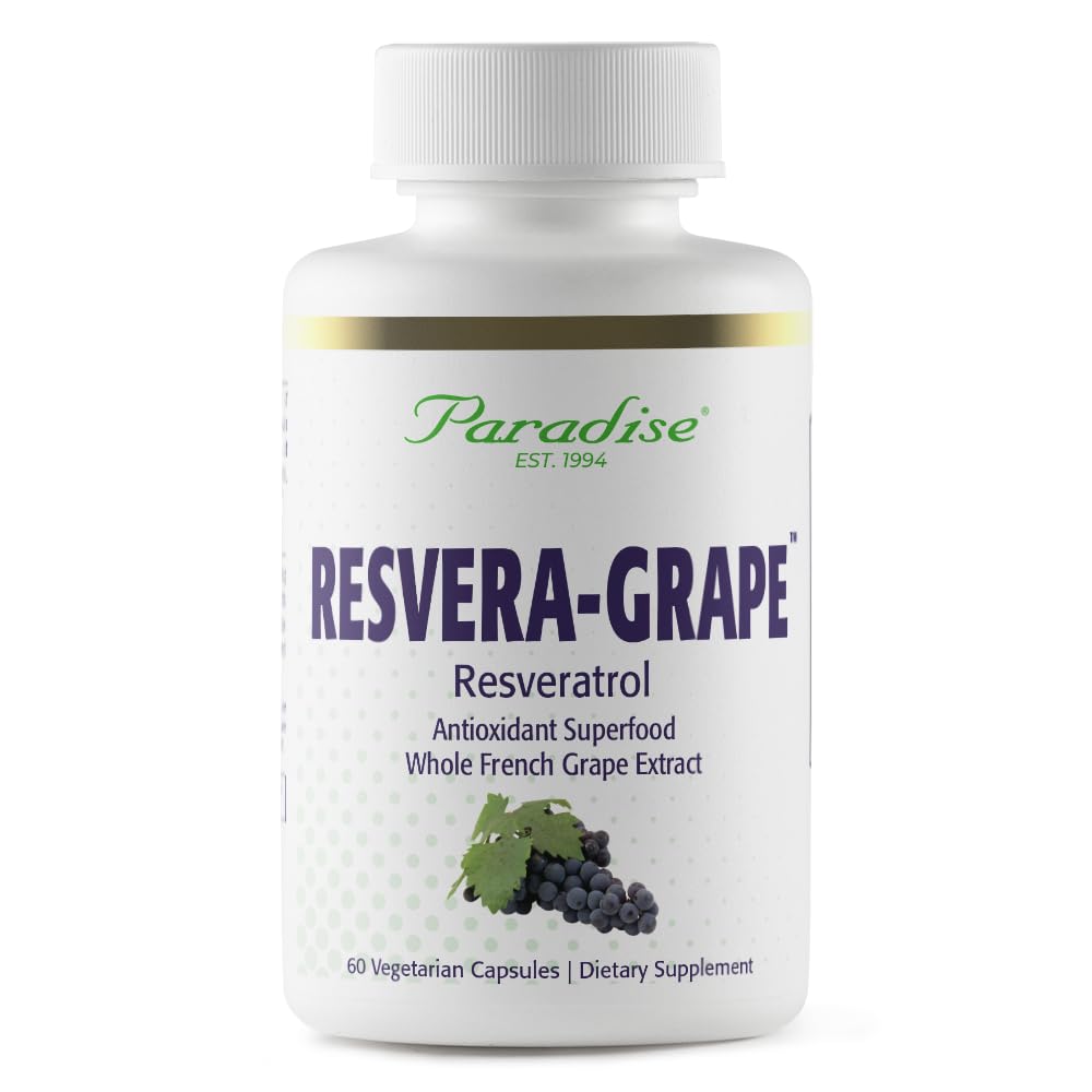 erbe del paradiso Resveragrape, Resveratrolo + Polifenoli + Opc's, Super Potente, Ultra Pure, Non OGM, Gluten Free, 60 capsule vegetariane