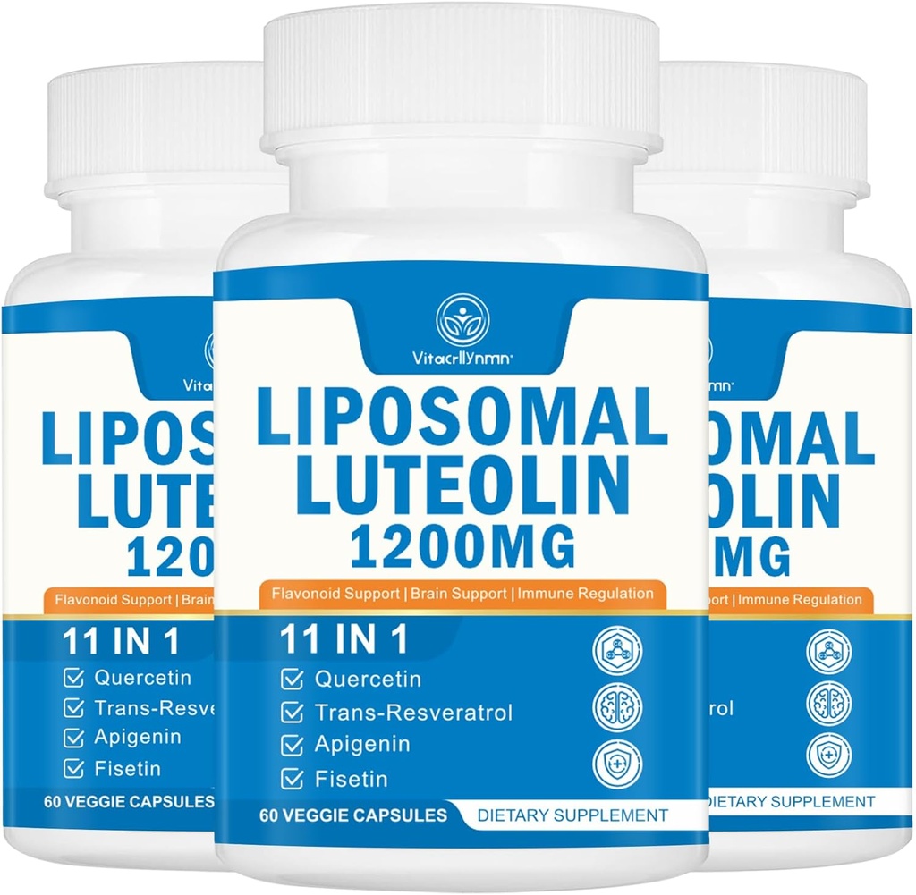 1200MG Liposomal Luteolin Supplemento - Assorbimento massimo, Antiossidante Boost per il cervello 180 capsule