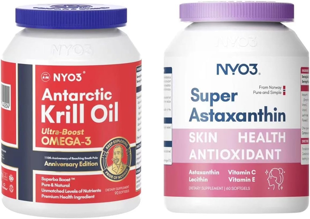 Olio di Krill Omega 3 1000mg softgels e astaxantina 12mg suppelments antiossidanti Bundle