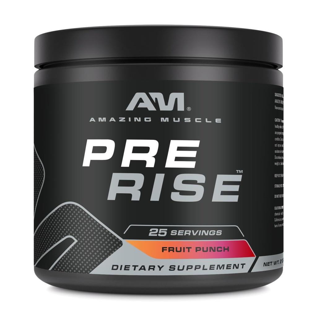 Incredibile Muscolo Pre Rise | Pre-Workout Polvere Supplemento con caffeina & Beta-Alanina per uomini e donne | 25 Serve (25 Serve, Punch di frutta)
