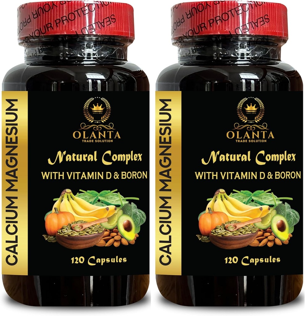 Calcium Magnesium Complex - Supplemento di calcio, Citrato manganese, Minerali per il supporto di ossa, livelli di fosforo, supporto immunità, supplemento sano del muscolo con vitamina D - 2 bottiglie 240 capsule