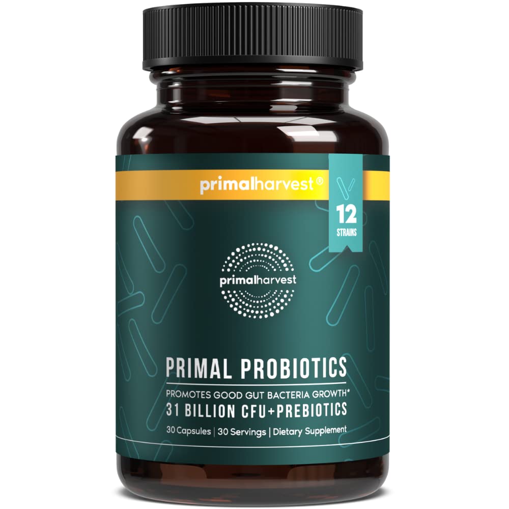 Probiotici di Vendemmia Primale per Donne & Uomini Integratore Probiotico Quotidiano con 12 Stradini per Gut & Salute Digestiva 30 Capsule