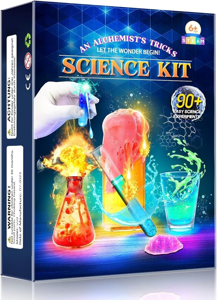 Science Kits for Kids Età 4-12, Giocattoli Stem con 90 Esperimenti di Scienza, Giocattoli educativi di apprendimento a vapore Regali per Natale e compleanno, Set di attività di chimica per 4+ anni Ragazzi vecchi Ragazze