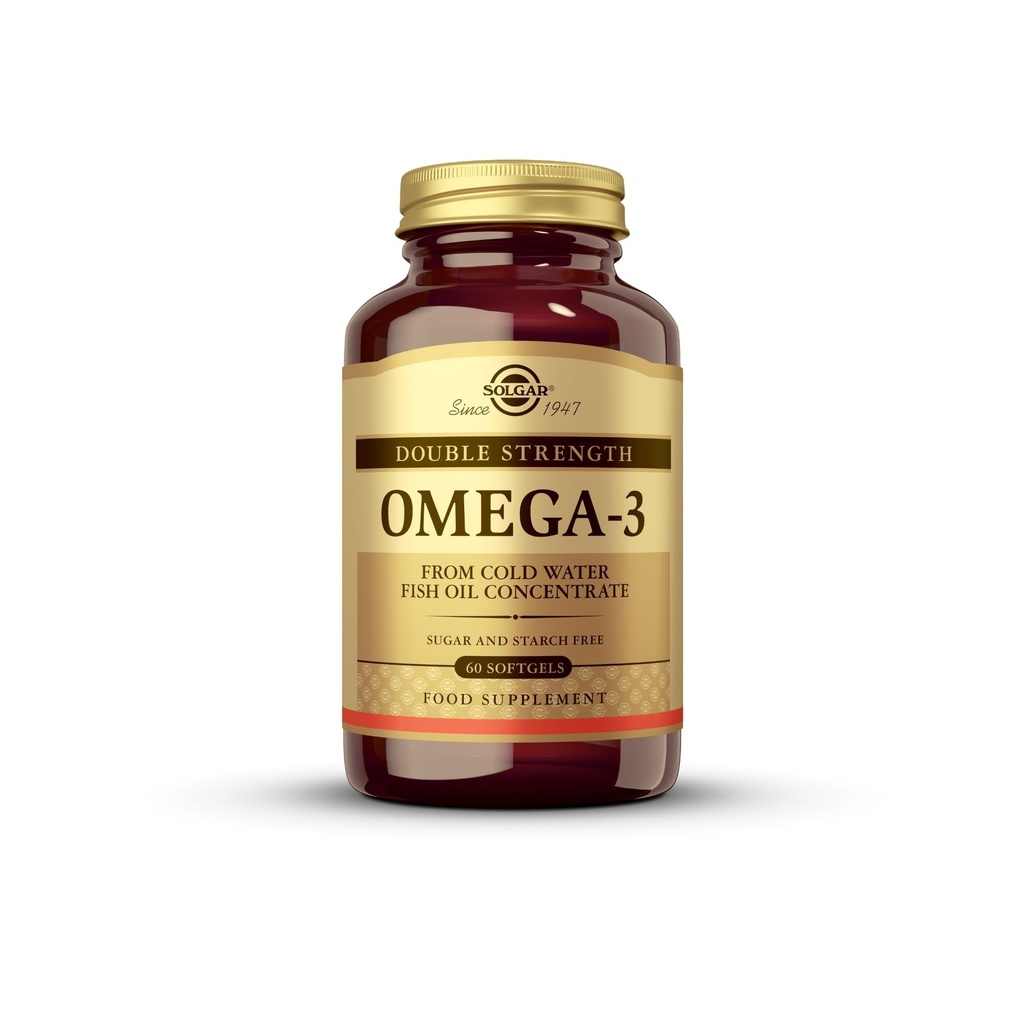 Solgar Double Strength Omega 3 700 mg - 60 Softgels - Include 600 mg EPA & DHA - Non OGM, Gluten Free - 60 Serve