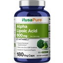NusaPure Alpha Lipoic Acid 600 mg per Serving 180 capsule vegetali (Vegetarian, Non OGM, Vegan)