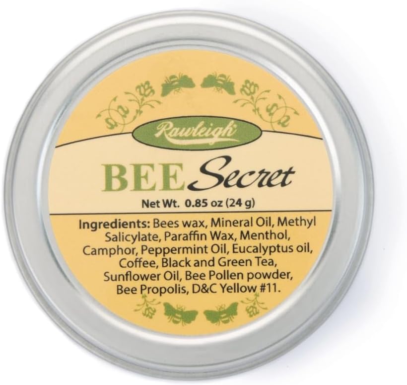Rawleigh Bee Secret Soothing Balm: 0.85 oz, Balm All-Natural per Muscoli di Sore, Aches, Bites, Freddo Sores, Headaches with Bee Wax, Pollen & Propolis + Peppermint & Eucalyptus Oils, Confezione da 1