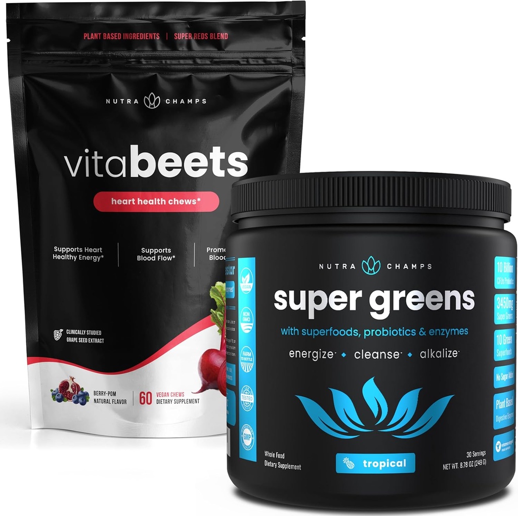 NutraChamps barbabietola Root Chewables & Greens Superfood Powder Bundle