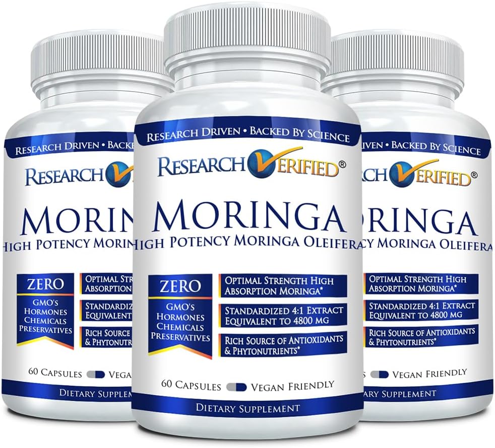 Ricerca Verified Moringa Oleifera - 100% Pure Extract- 1200 mg Per Serving - 60 Conte - 3 Mesi di Alimentazione