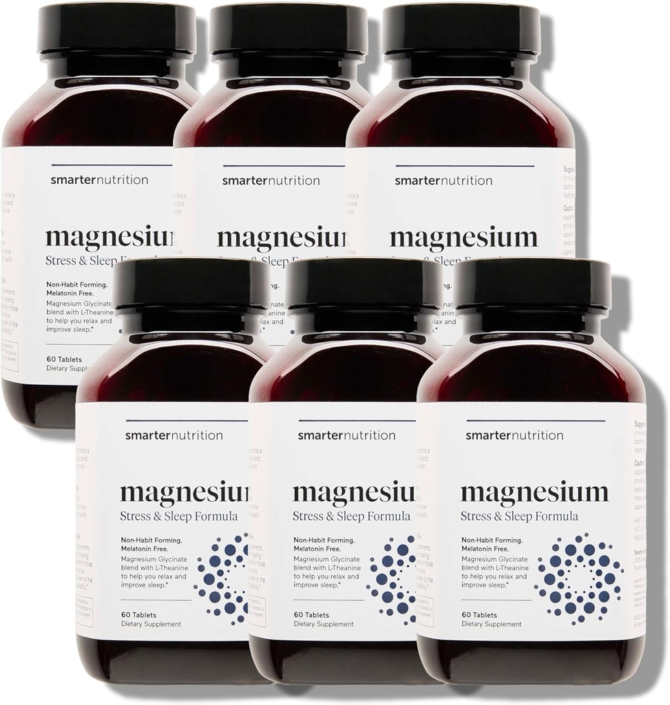 Smarter Nutrition Magnesium Complex - Chelated Magnesium Glycinate + Citrate, Malate for Sleep, Relax, Muscle & Nerves + Clinically Proven L-theanine, Non-GMO-360 Tablet[180-Day Supply]