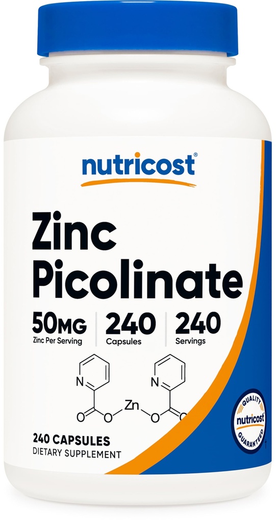 Nutricost Zinc Picolinate 50mg, 240 Capsule Vegetariani - Gluten Free e Non OGM (240 Caps)