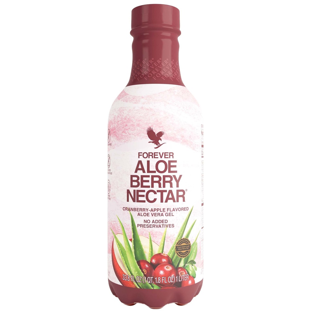 Forever Living - Aloe Berry Nectar, 90.7% Pure Aloe Vera Gel con mirtilli e mele, Nessun Preservative Aggiunto, 1L (Pack of 1)