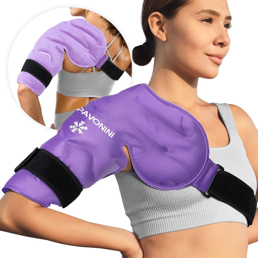 KingPavonini Shoulder Ice Pack Rotator Cuff Cold Therapy, Reusable Gel Ice Pack per lesioni alle spalle, Rilievo del dolore, Gonfiore, Chirurgia delle spalle, Tendonite, Bursitis, Viola, Dimensione media