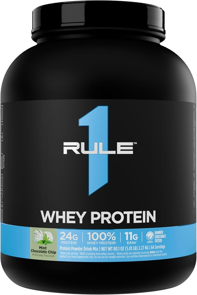 Regola 1 Whey Protein – 24g Proteine ad azione rapida da sorgenti di tutto il mondo con EAAs e BCAA per il recupero di allenamento o qualsiasi uso (5 Pounds*, Mint Chocolate Chip)