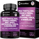 Milk Thistle 3000mg NAC Chanca Piedra 2000mg Artichoke 2000mg Beet Root 2000mg Dandelion Root 1000mg, Liver Cleanse Detox & Repair Supplement with TUDCA Choline and Ginger for Men & Women, 60 Capsule