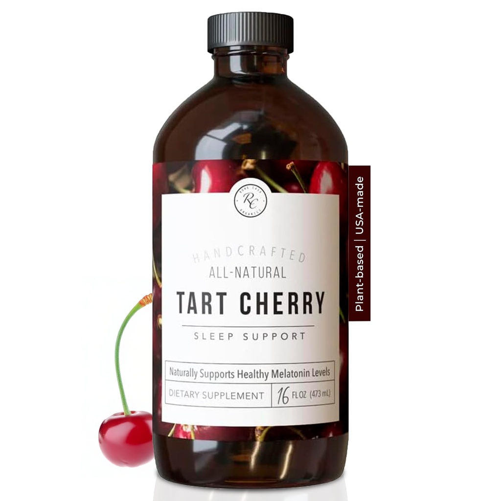 Rowe Casa Organics Tart Cherry Organic Sleep Support with Valerian Root, Supports Sleep Cycle Regulation and Muscle Recovery (16 once Fl)