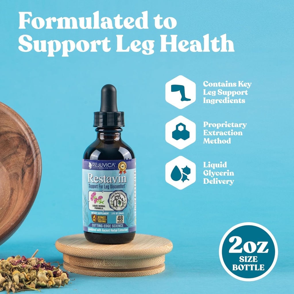 Restavin - Supplemento avanzato di sostegno della gamba - Consegna liquida per un migliore assorbimento - Vitamina C, Ferro da stiro, Valerian, Turmerico, Magnesio & More!
